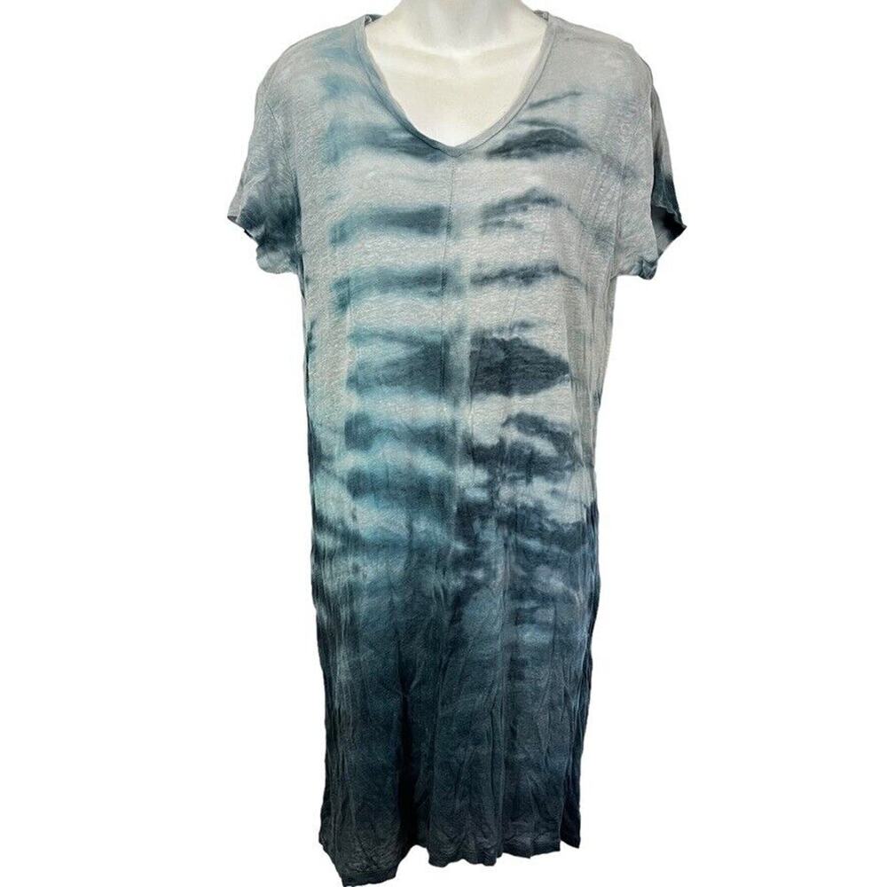 Pete & Greta Johnny Was Womens 100% Linen Tie Dye Short Sleeve Dress Boho sz XS